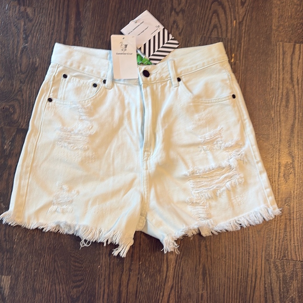 Free People x Sandrine Rose - NWT Short Denim Shorts white Size 26